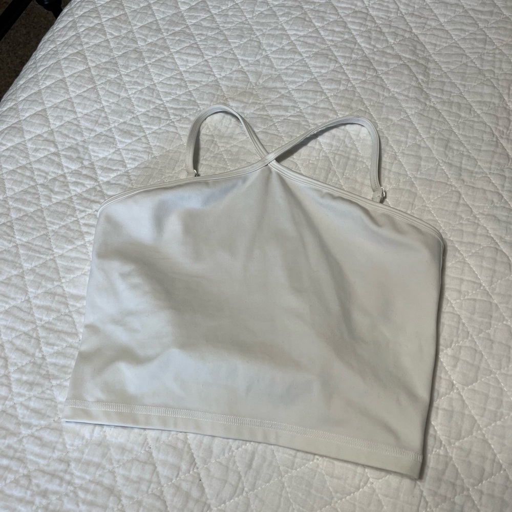defining active white halter tank top size small